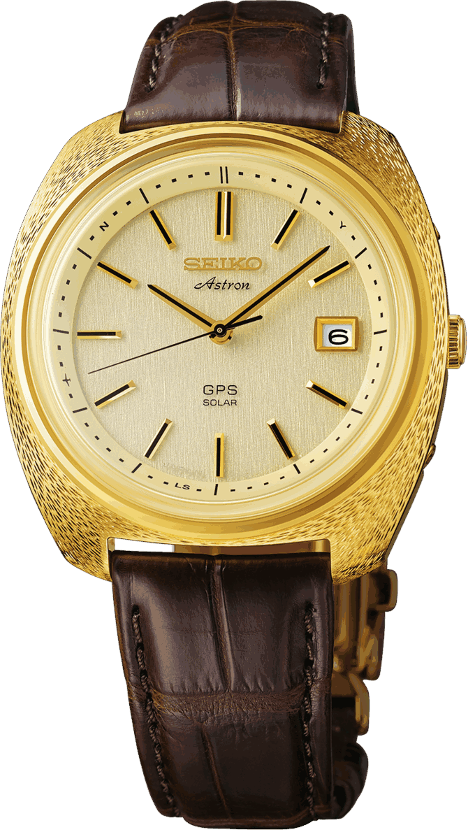 Seiko Astron 35SQ 1969, boîtier en or 18 carats, cadran champagne