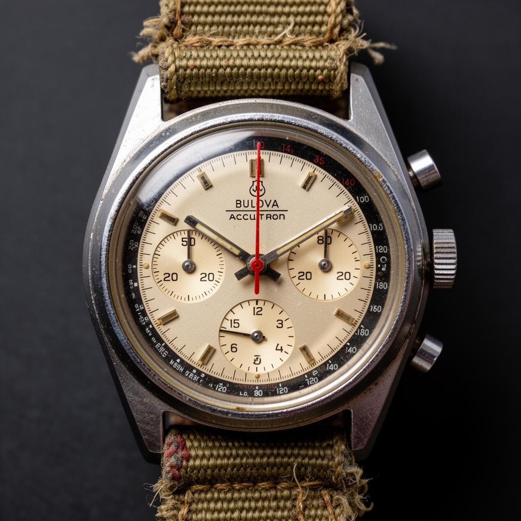 Détail du cadran de la Bulova lunaire