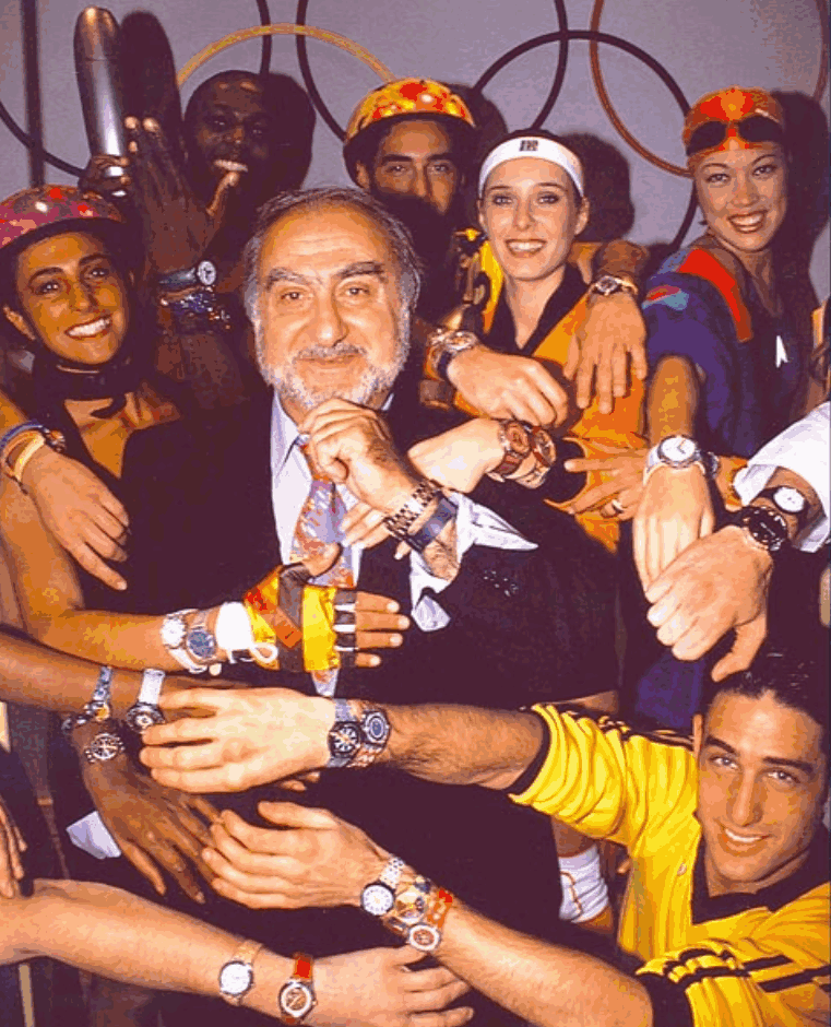 Nicolas Hayek fondateur Swatch Group montres colorées olympiques