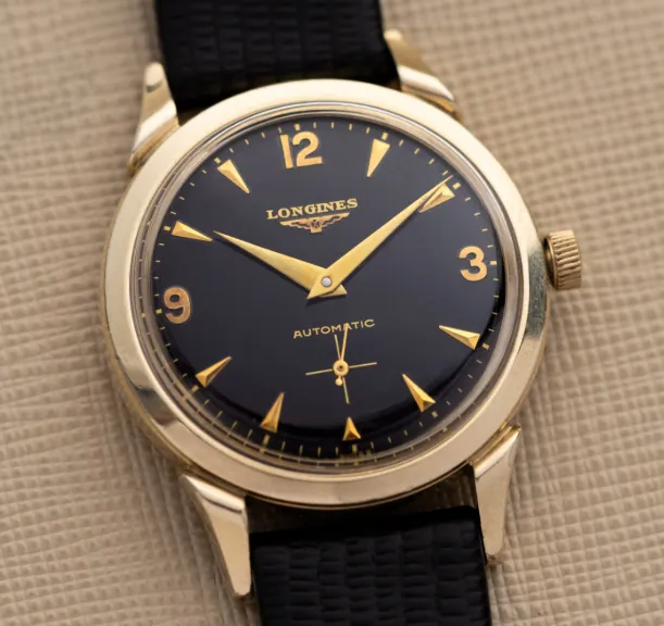 Longines 23Z Wittnauer zwarte wijzerplaat gouden indexen