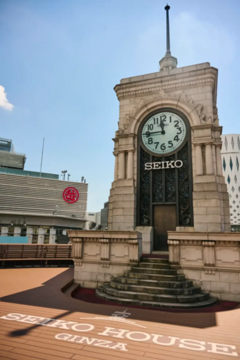 Historische klok van het Seiko House Ginza in Tokio, symbool van het huis sinds 1932