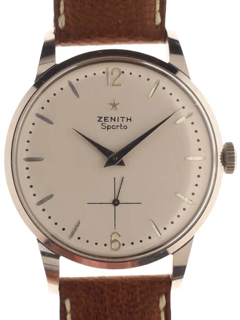 Zenith Sporto crèmekleurige wijzerplaat kleine secondewijzer leren band